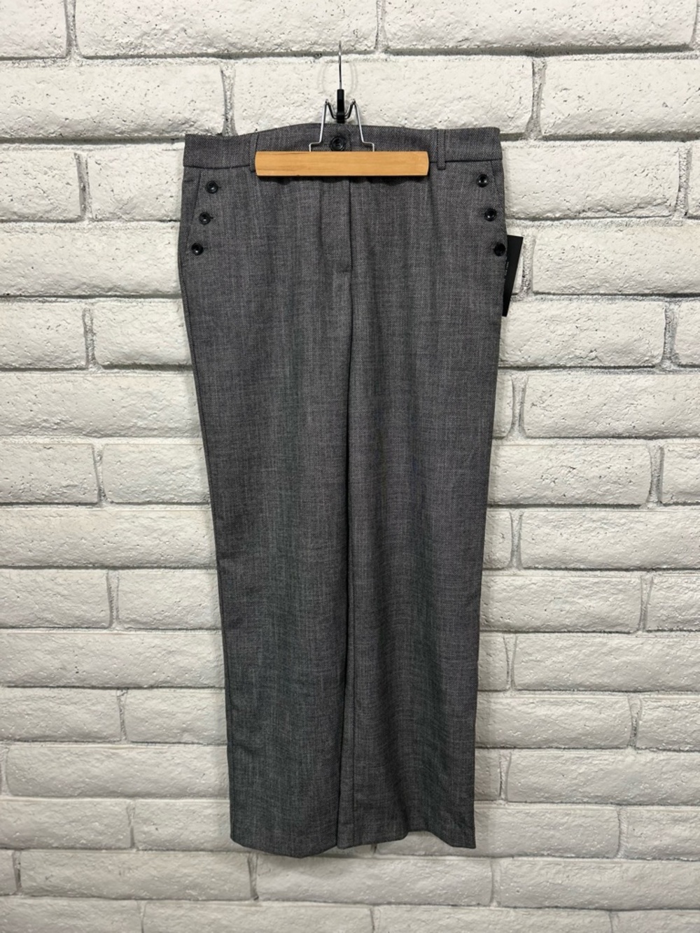 Rachel Zoe Gray Wide Leg Trousers NWT High Rise Button Detail Career Pants